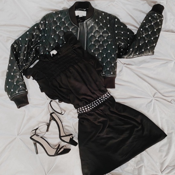 Quilted Studded Leather Bomber - Picture 3 of 8